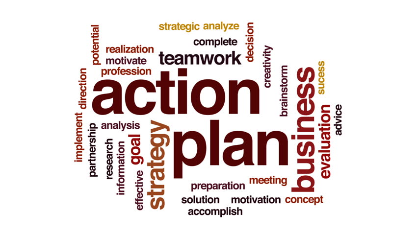 Action plan animated word cloud, text design animation.