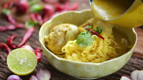 Khao Soi Recipe, Curried noodle soup with chicken, Northern Thailand style.