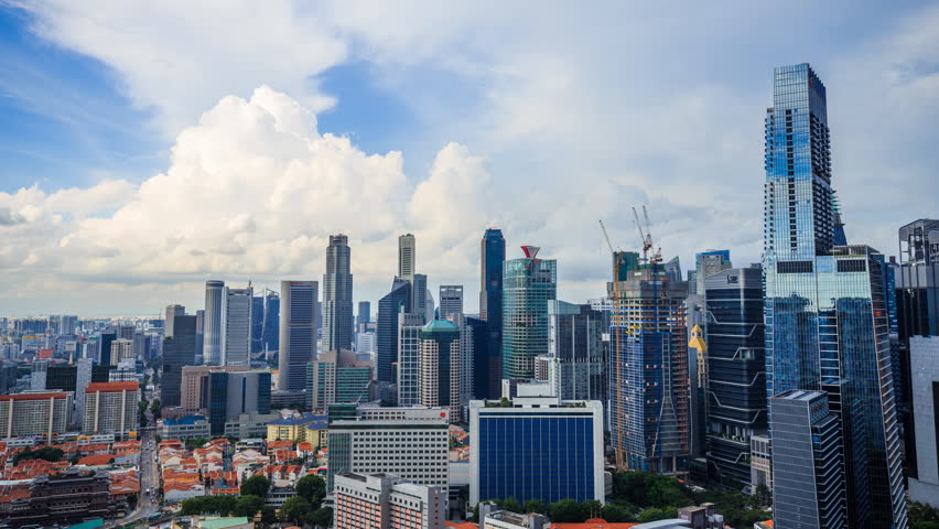 4k Time-lapse of cityscape view of Singapore city