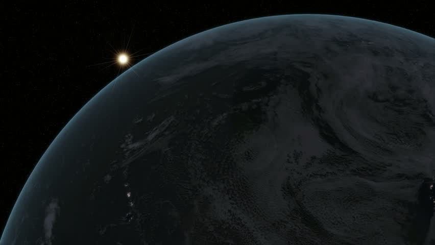 HD clip of a view of the Earth changing from the night lights of Northern