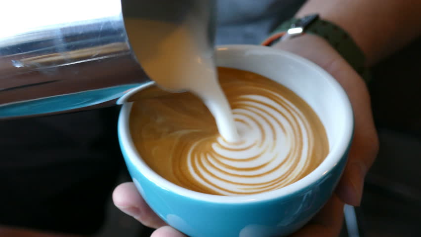Barista making of cafe latte art, heart shape Royalty-Free Stock Footage #30651790