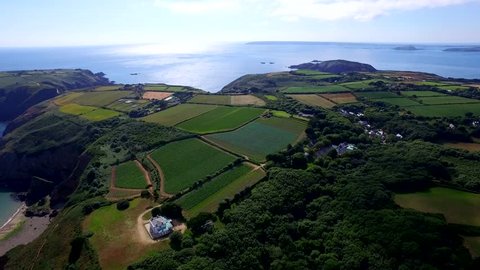 Aerial flight through Sark Island in the Channel Islands in the southwestern English Channel, off the coast of Normandy, France.