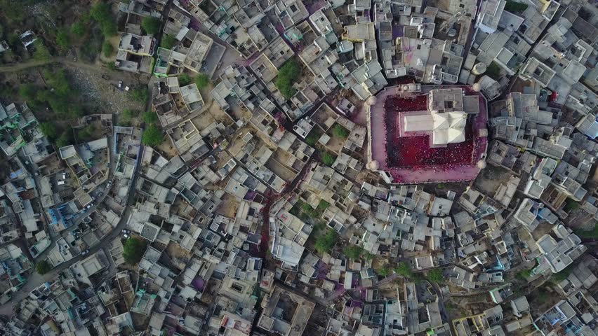 Holi color festival in India, aerial 4k drone footage Royalty-Free Stock Footage #30653776