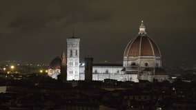 4K Aerial View of Florence at Night. Ultra HD 3840x2160 Video Clip