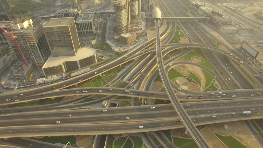 Aerial. Sheikh Zayed Road Intersection. Stock Footage Video (100% ...