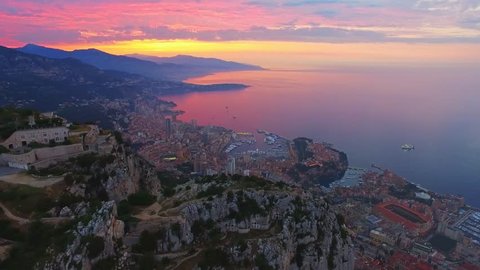 Monaco Aerial Drone Fly Over Rocks, Mountain