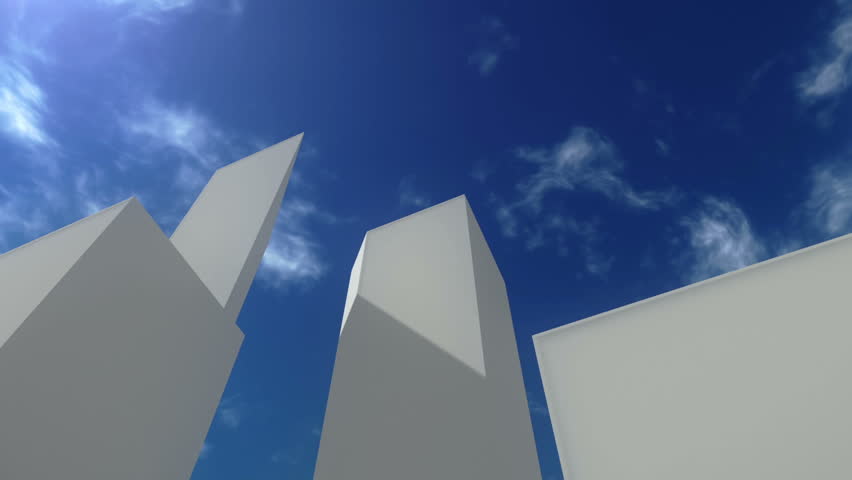 Silhouette of building seen from below