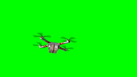 delivery drone - drone delivery a cardboard package - green screen