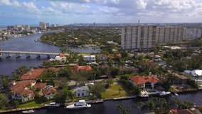 Aerial video Fort Lauderdale Las Olas Florida USA