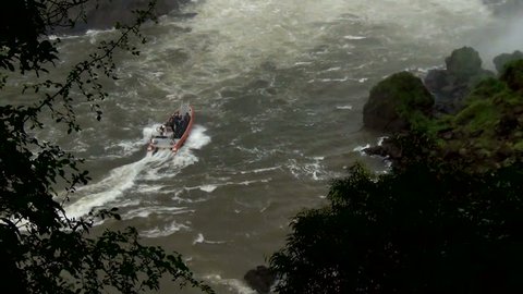 Radical adventure: Tourist boat at Iguazu Falls, on the border of Argentina and Brazil. 