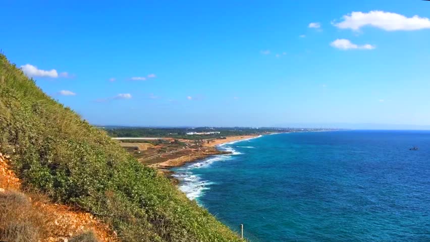 Rosh Hanikra Landscape in Israel. Steady shot of Rosh Hanikra Landscape from Israel