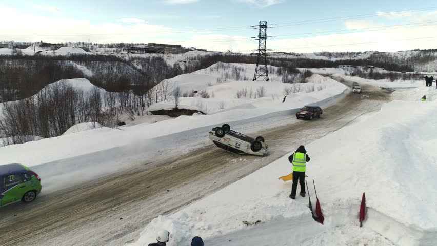 Collision with an inverted car, shooting from a drone.