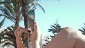 
High quality video of woman using mobile phone in 4K