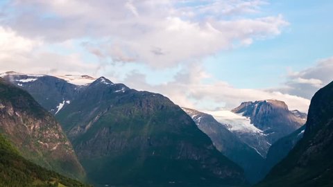 Beautiful clouds in motion timelapse the mountains of Norway