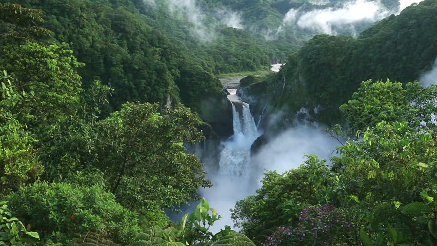 San Rafael Falls, The largest waterfall in Ecuador, high definition, includes