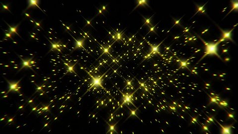 Flight inside a Gold Stars Particles Field Loopable Motion Background