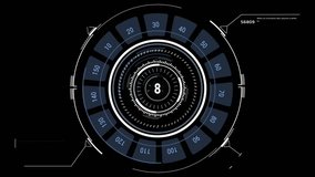 Beautiful Futuristic HUD. Numbers and Code Running. Target Scanner with Radar Rotation. Head-up Display Computer Data. High Tech Concept Element. Full HD 1920x1080. - Powered by Shutterstock - Get 15% off with code: PIKWIZARD15