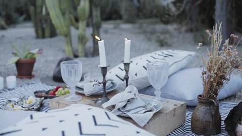 Very romantic and beautifuly arranged setup for romantic surprise setup for proposal or wedding for millennial hipster couple on special occasion date for valentines