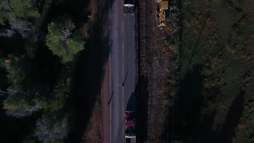 Busy road construction early morning commute.