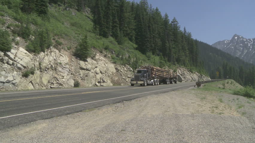 Logging truck on mountain highway