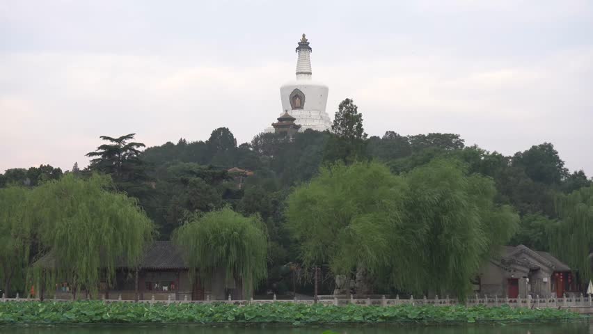 4K video of The White Pagoda on Qionghua Island in Beihai Park, Beijing, China