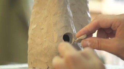Pottery process of making clay vase