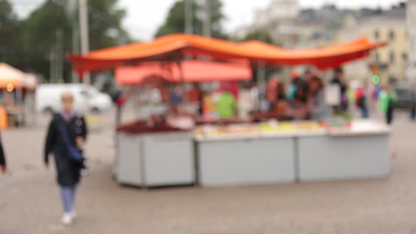 Blurred food market in Europe