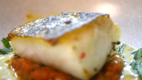 pan fried sea bass with tomato rice