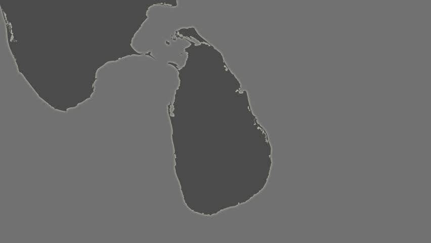 The Sri Lanka area map in the Azimuthal Equidistant projection. Layers of main cities, capital, administrative borders and graticule. Elevation & bathymetry - grayscale contrasted