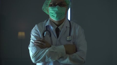 Modern medical concept.Smart medical doctor working with stethoscope and futuristic computer in modern lab office with VR graphic icon interface in 4K (UHD)