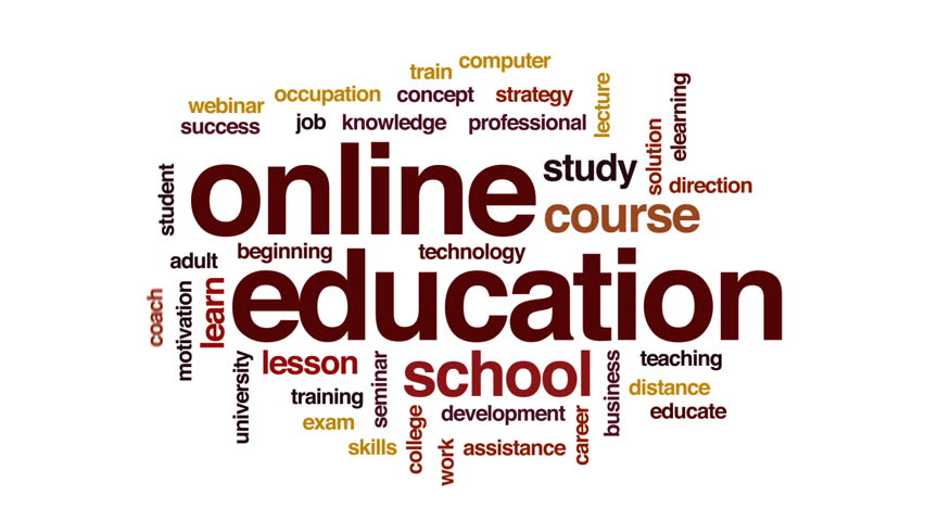Online Education Animated Word Cloud Stock Footage Video 100