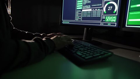 KRASNOYARSK / RUSSIA - September 14, 2017 / Hacker. Hacking. Cybersecurity. Cybercrime.