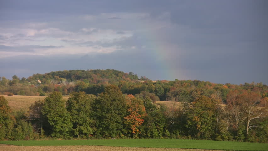 Rainbow after storm. Ontario, Canada.