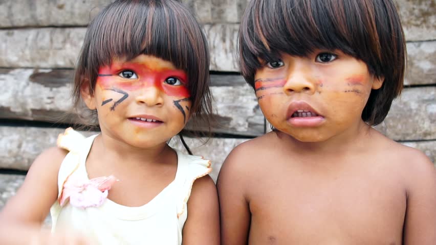Cute Native Brazilian Child from Tupi Guarani Tribe, Brazil Royalty-Free Stock Footage #30861916
