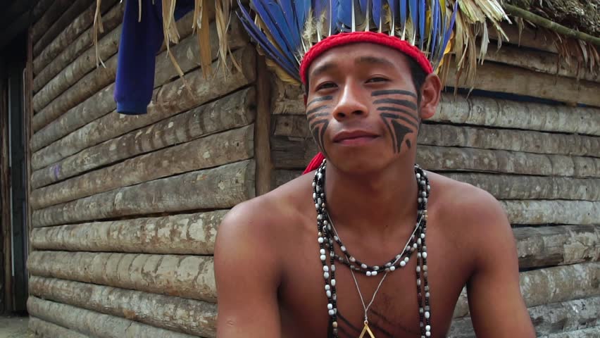 Native Brazilian Man a Indigenous Tribe in Brazil Royalty-Free Stock Footage #30861928