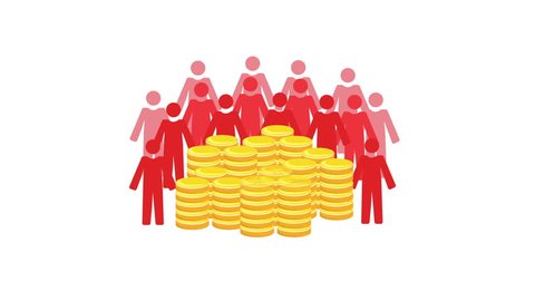Animated video representing crowdfunding or group financing 