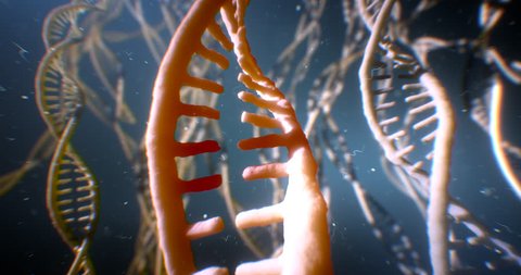 Dna disorder. Strand structure. Science chemistry and medical concept. 4k UHD. Genetic dna damage process. Mutation. Radiation affects dna. High quality 3d animation