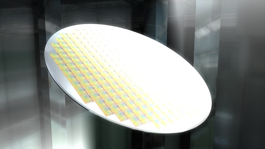 Artist recreation Microchip silicon wafer.