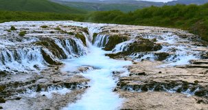 Bruarfoss waterfall at summer in Iceland