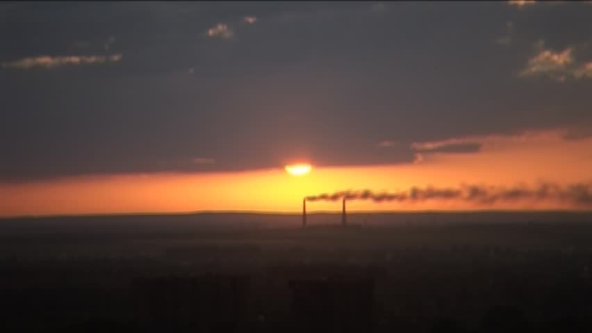 Sunset in smoke