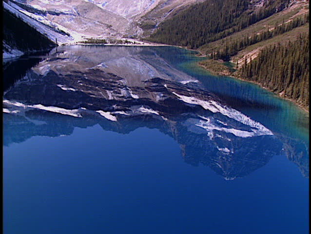 Aerial of reflection in Marvel lake