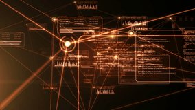 Global Computer Network. Software source code and program data in the virtual space. Perfect to use as a technology or futuristic background. Orange color. Seamless loop. Alpha channel included. 4K  - Powered by Shutterstock - Get 15% off with code: PIKWIZARD15