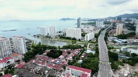 Aerial Video from drone ,Georgetown, Penang, Malaysia