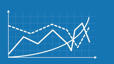 Line graph chart with arrows axis and grid. Grow chart business concept. Chart animation for yours presentation. 4K motion graphic video clip isolated on white background