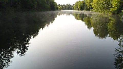 A reverse track through the Misty air above the Muskoka River