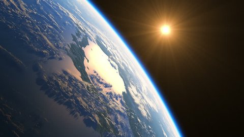 Realistic Sunrise Over The Earth. 4k. 3840x2160. 3d Animation. Ultra High Definition. (You Can Speed Up This Animation For Your Project).