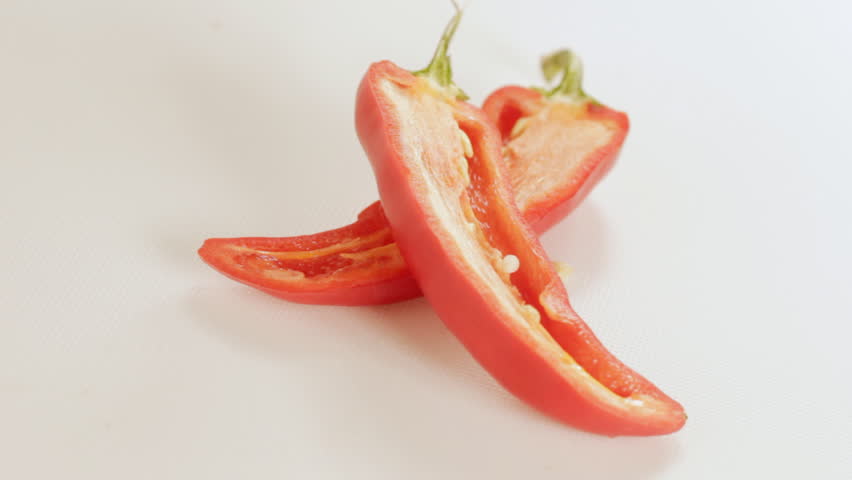 Red chilli pepper cut open
