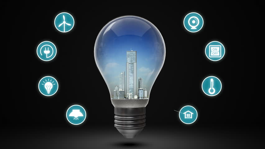 View of energy efficiency city light bulb various Stock Footage Video (100% ...