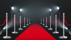 Red ceremonial carpet with lights moving forward available in 4k UHD FullHD and HD 3d loopable realistic video footage