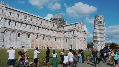 Most famous tourist attraction in Pisa - The Leaning Tower - PISA / ITALY - SEPTEMBER 13, 2017